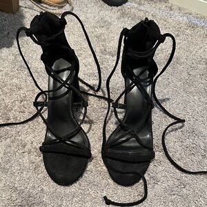 Black Strappy Women's Heels